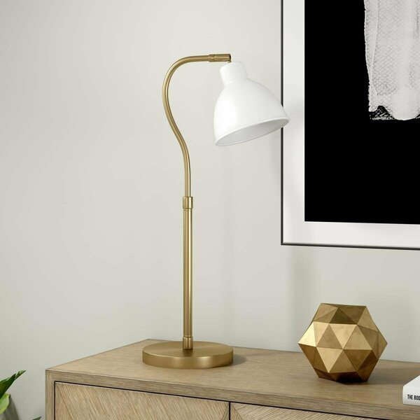 Henn & Hart Vincent Table Lamp with Matte White Shade, Brass Finish TL1222